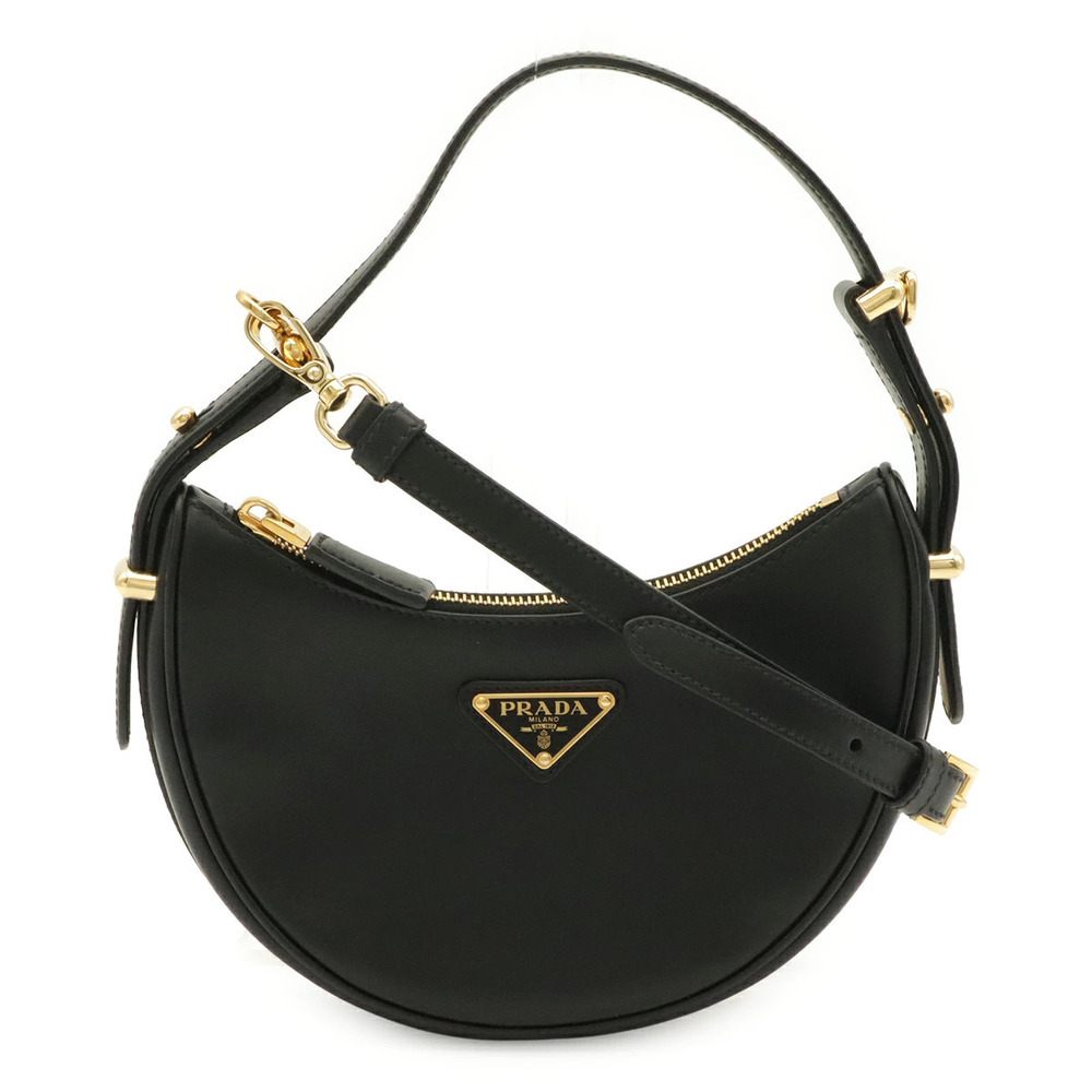 Prada Arche Leather Crossbody Bag Handbag NERO Black